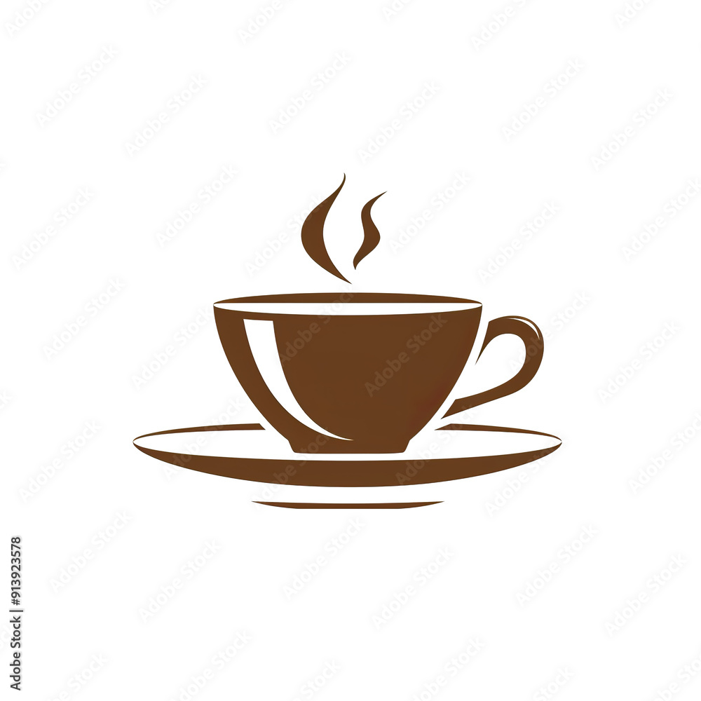 A Brown Coffee Cup with Steam on a Saucer, generative ai image A Brown Coffee Cup with Steam on a Saucer, generative ai image