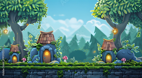 Obraz na płótnie Cartoon Game Background