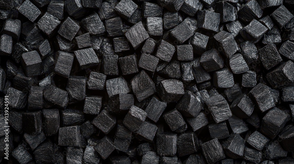Texture background of black charcoal briquets Texture background of black charcoal briquets