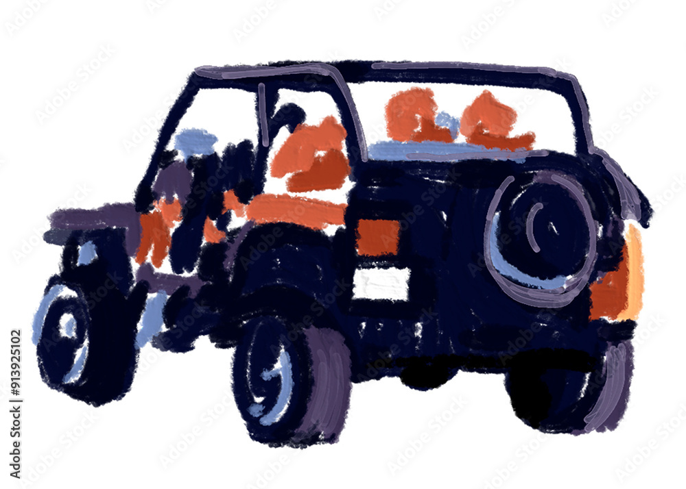 4WD car png hand drawn sticker, watercolor painting graphic, transparent background 4WD car png hand drawn sticker, watercolor painting graphic, transparent background