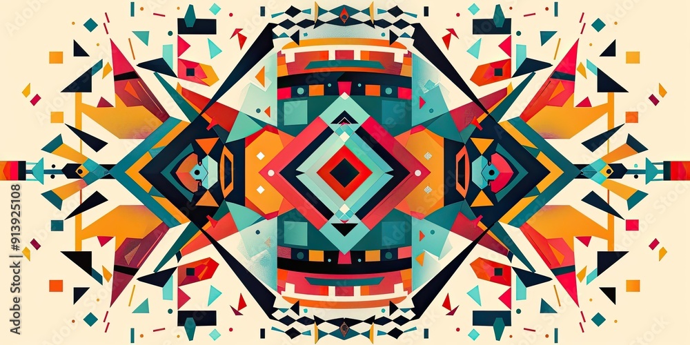Fototapeta premium Abstract geometric shapes in bright colors.