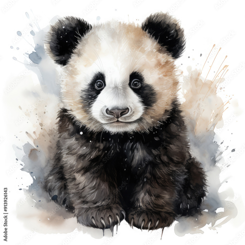 Fototapeta premium Watercolor Panda, clipart Illustration, Generative Ai