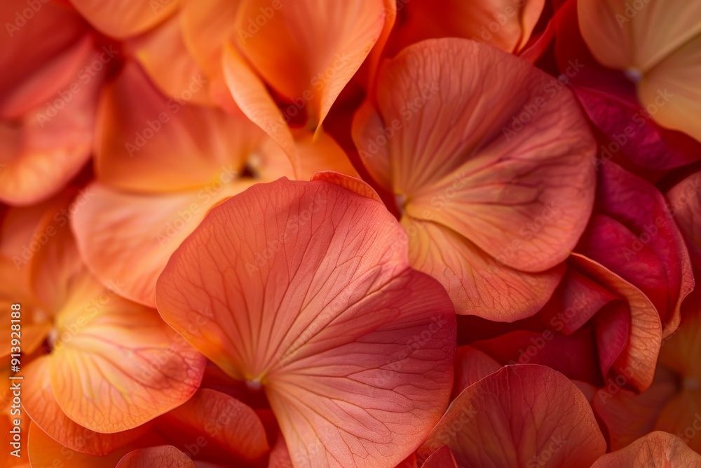 Macro image of a cluster of delicate flower petals, revealing their soft, velvety texture and vivid colors. Macro image of a cluster of delicate flower petals, revealing their soft, velvety texture and vivid colors.