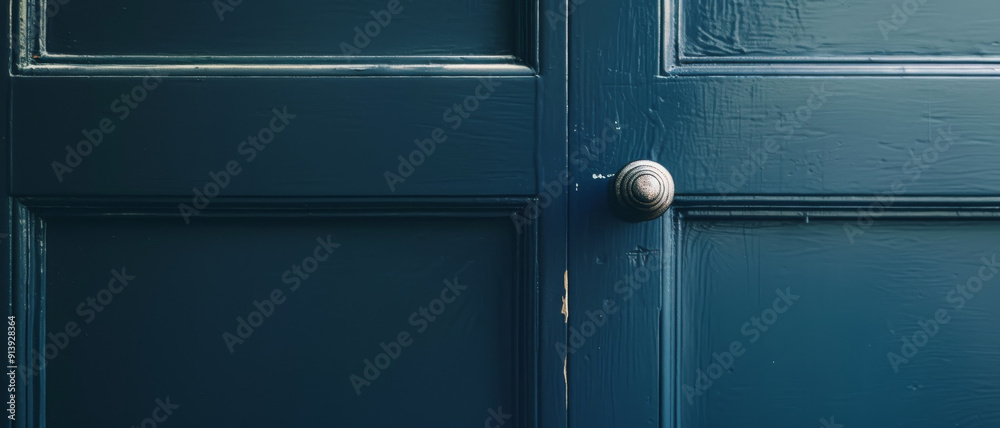 Fototapeta premium A person in a yellow hazmat suit with a gas mask, standing amidst swirling smoke, set against a deep blue smoky background.