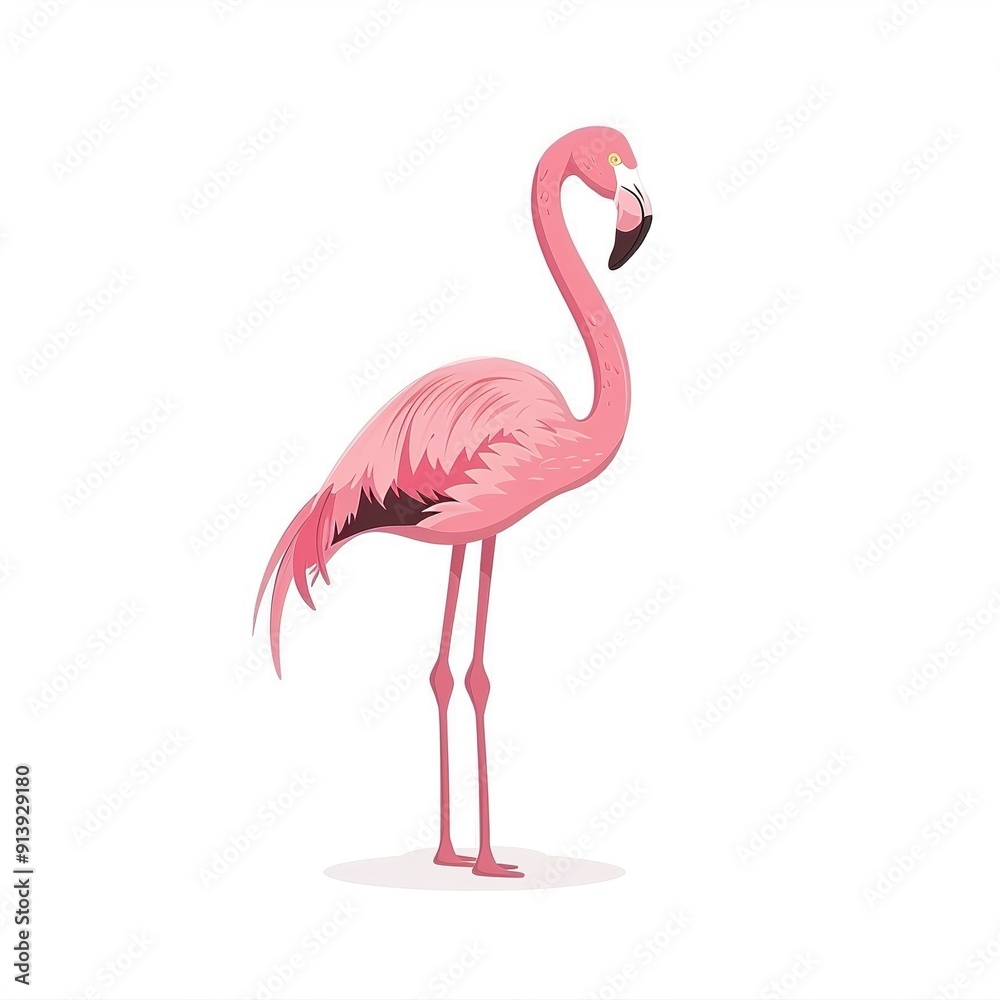 Fototapeta premium Flamingo Time element animal cartoon isolated whitebackground 16:9