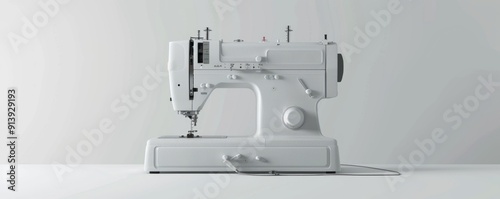 Isolated white serger on white background, 4K hyperrealistic photo