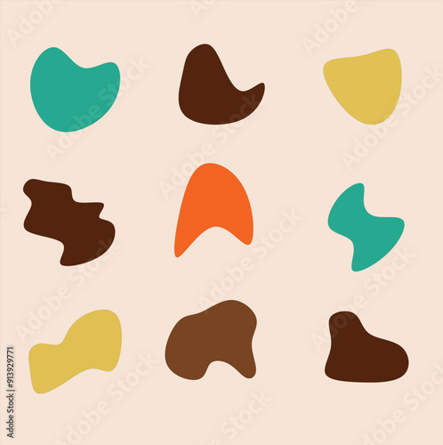 beautiful collection of flatten blobs colorful design element