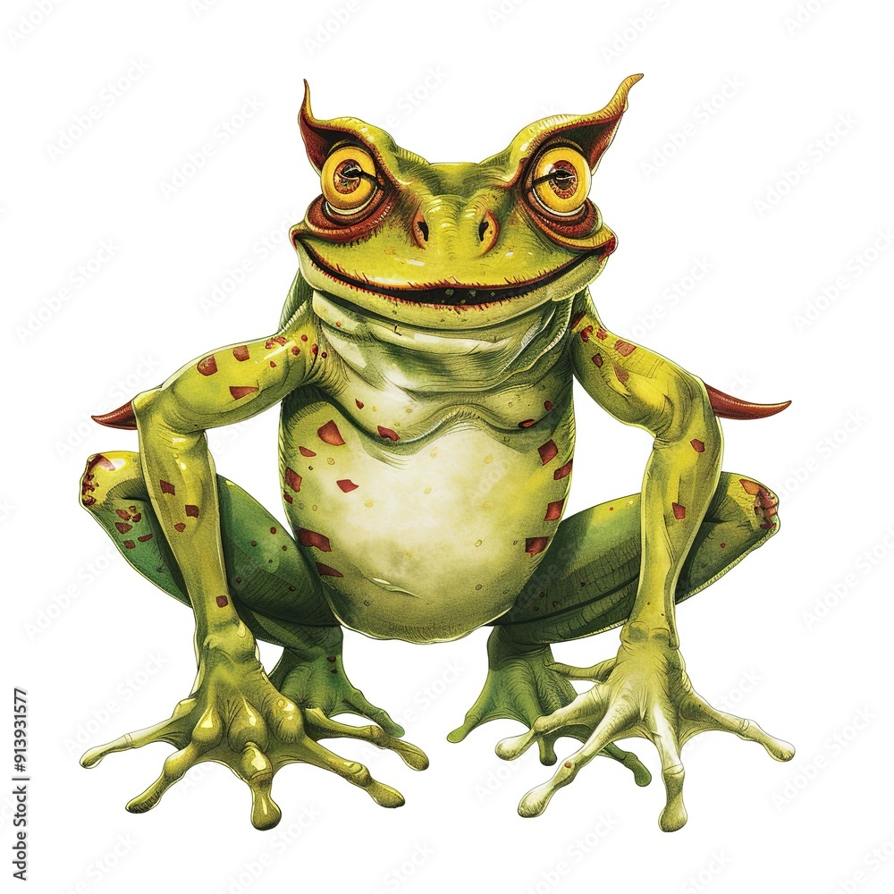 Fototapeta premium Frog devil fantasy animal cartoon isolated whitebackground 16:9