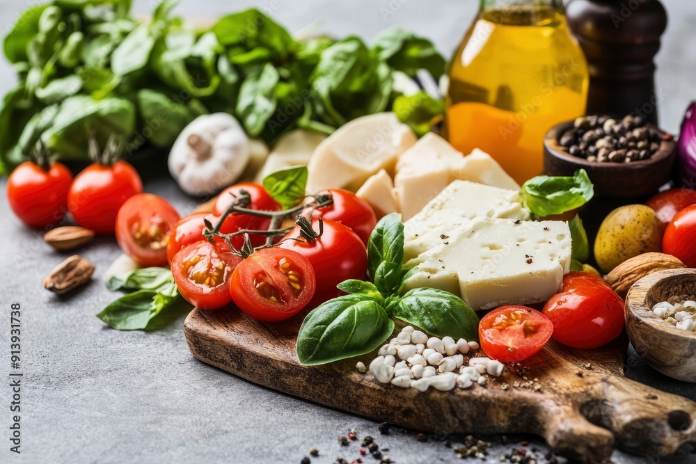 Healthy food for balanced flexitarian mediterranean diet concept, ai Healthy food for balanced flexitarian mediterranean diet concept, ai