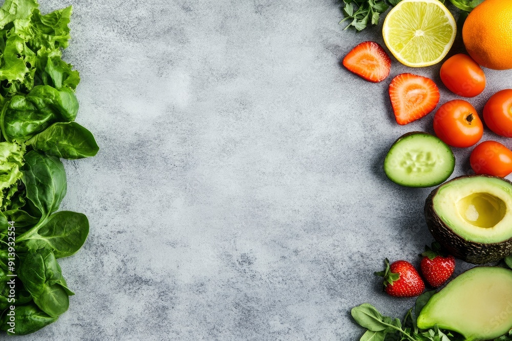 Healthy food background, copy space for text , ai Healthy food background, copy space for text , ai