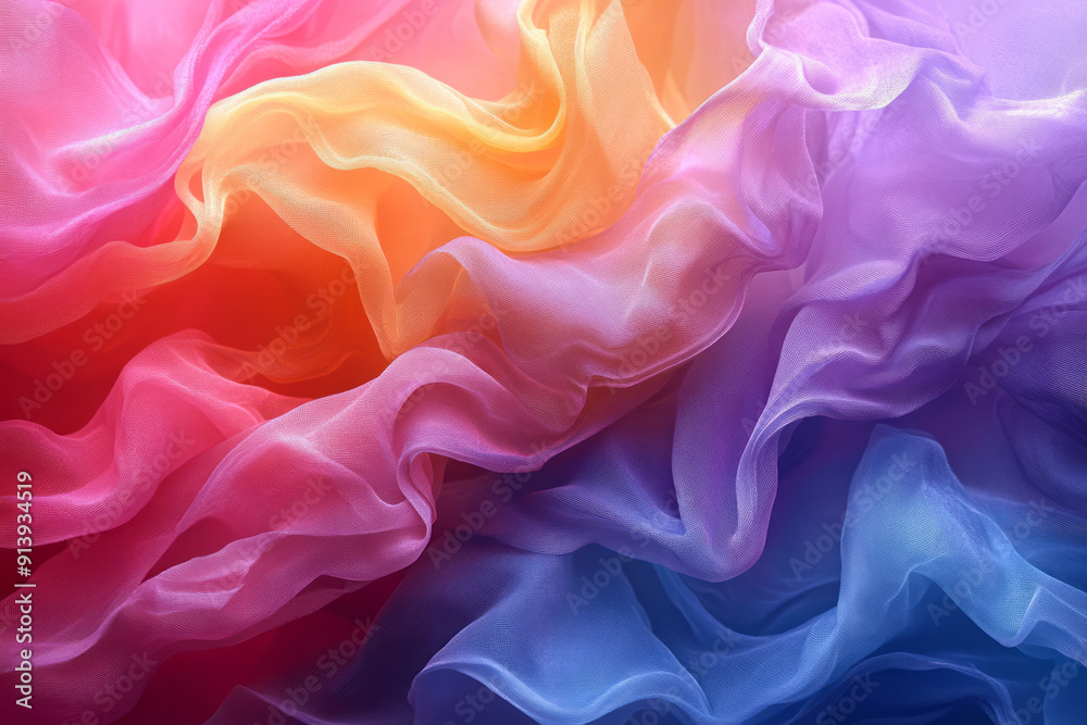 Obraz premium Abstract representation of wax paper in neon hues, layered and twisted to create a dynamic texture,