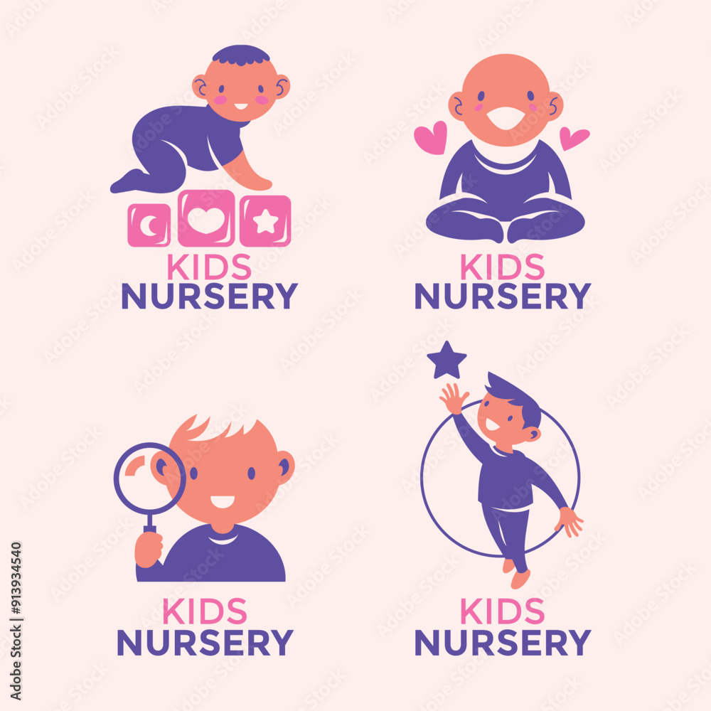 Set of Emblem Design Templates for Nursery and Baby Care Centers Set of Emblem Design Templates for Nursery and Baby Care Centers