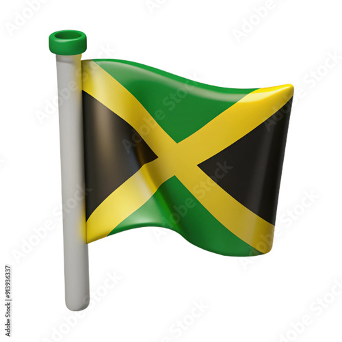 Jamaica Flag 3d cartoon style illustration
