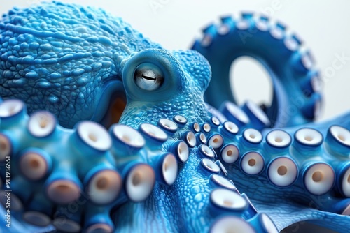 Blue Octopus on white background . Background with octopus photo