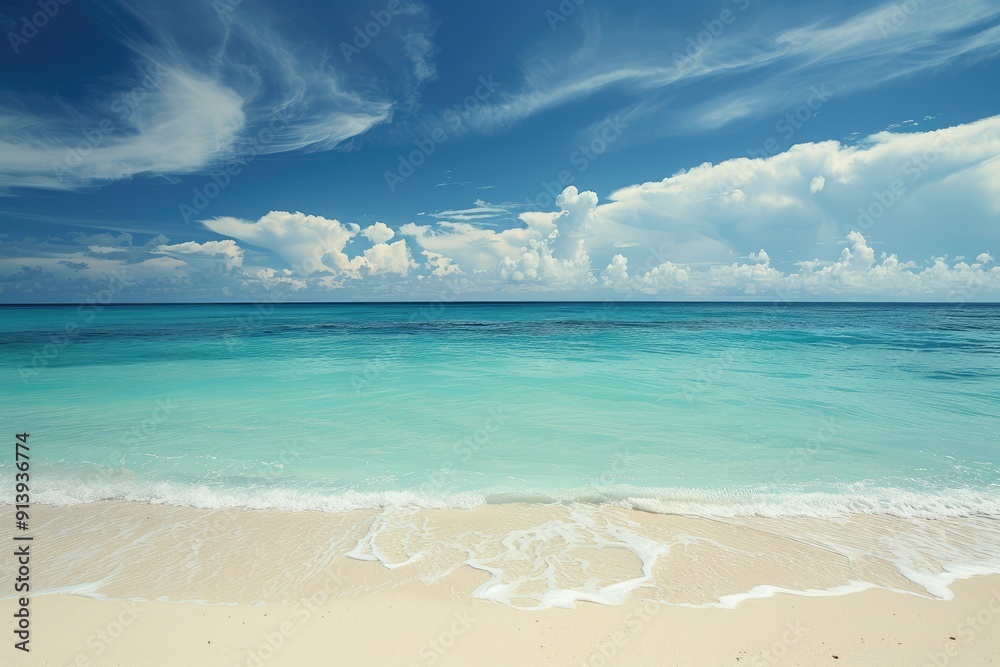 Obraz premium Nature landscape view of beautiful tropical Beach and Sea in sunny day. Beautiful summer nature