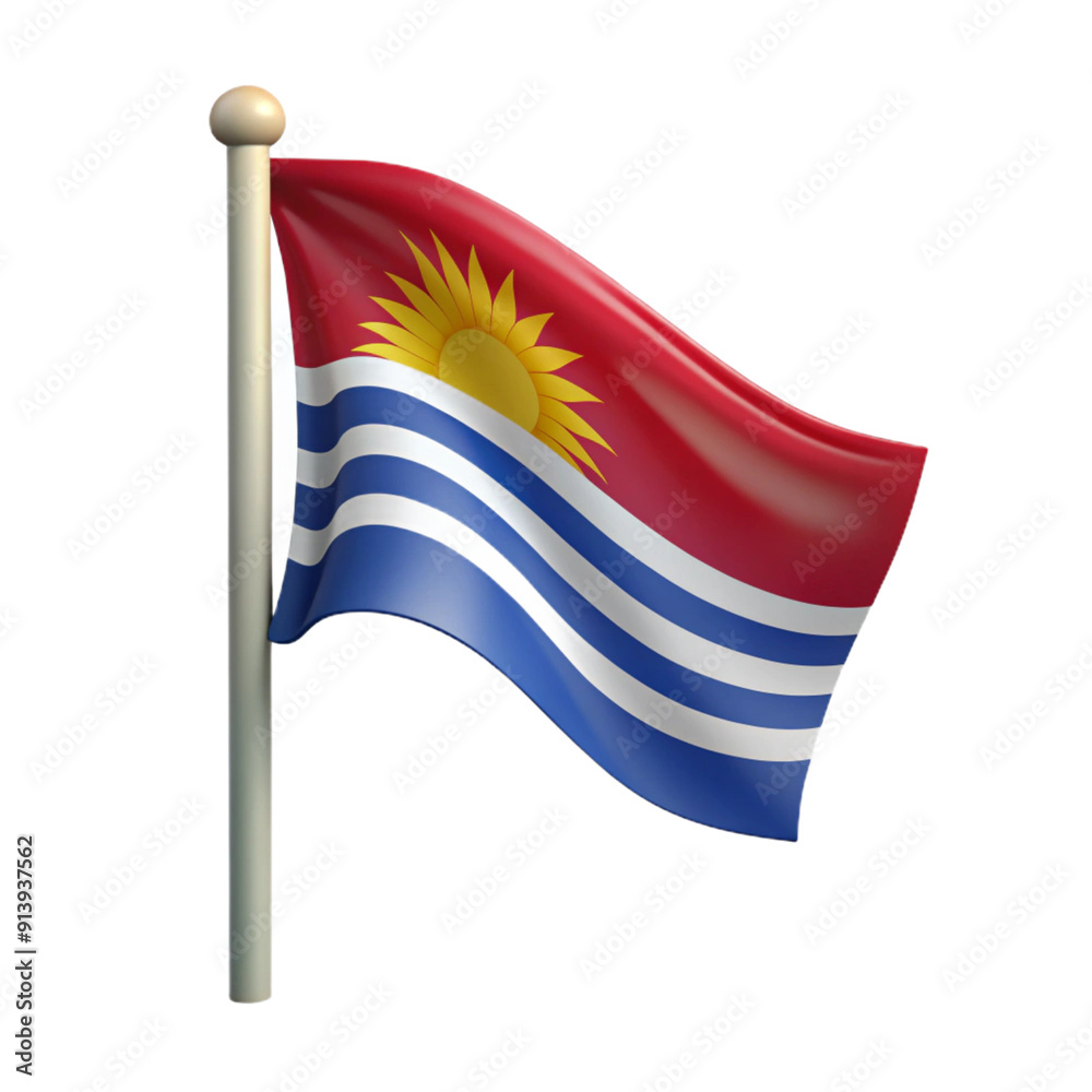 Fototapeta premium Kiribati Flag 3d cartoon style illustration