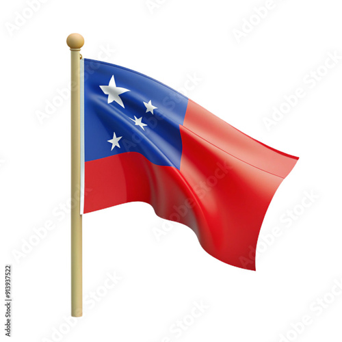 Samoa Flag 3d cartoon style illustration