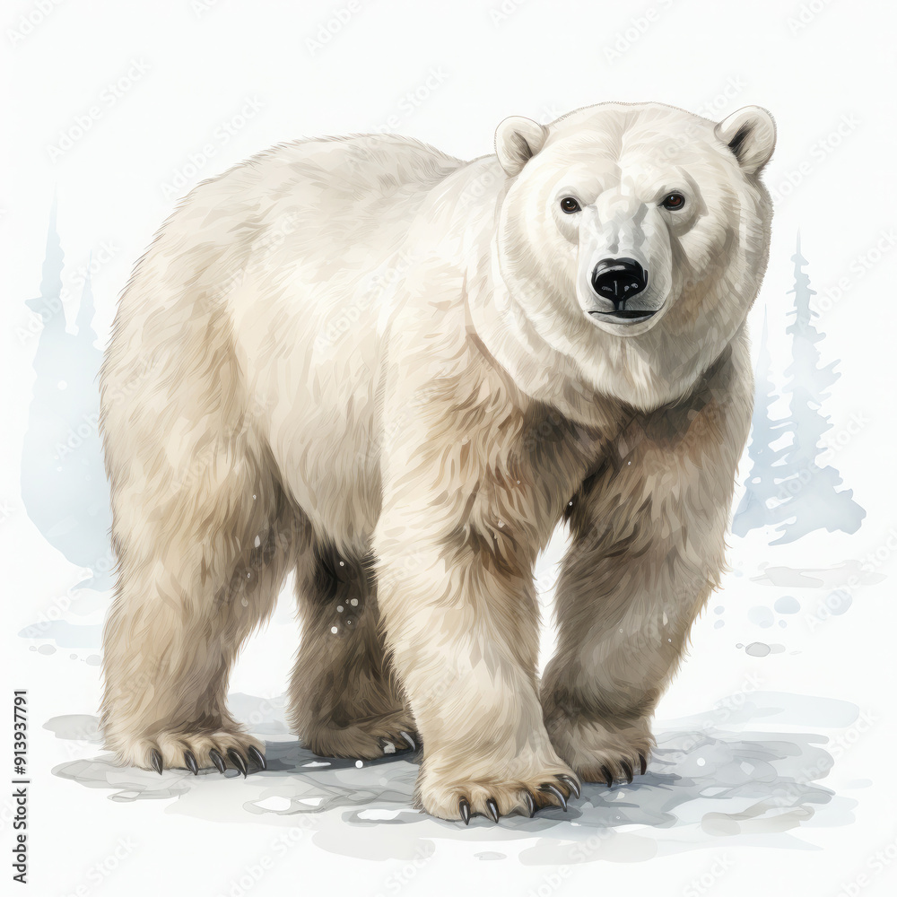 Watercolor Polar bear, clipart Illustration, Generative Ai Watercolor Polar bear, clipart Illustration, Generative Ai