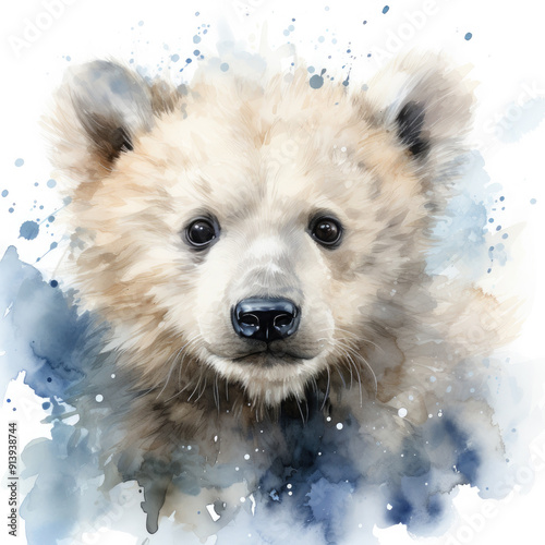 Watercolor Polar bear, clipart Illustration, Generative Ai