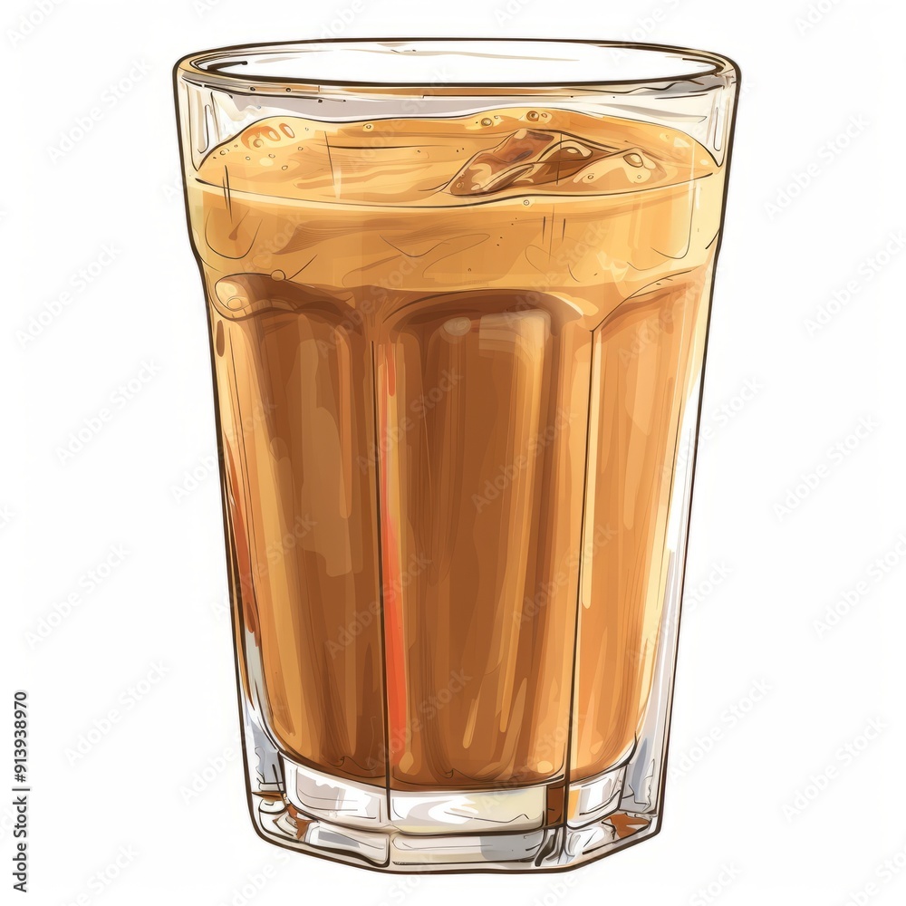 A refreshing glass of iced coffee with ice cubes. A refreshing glass of iced coffee with ice cubes.