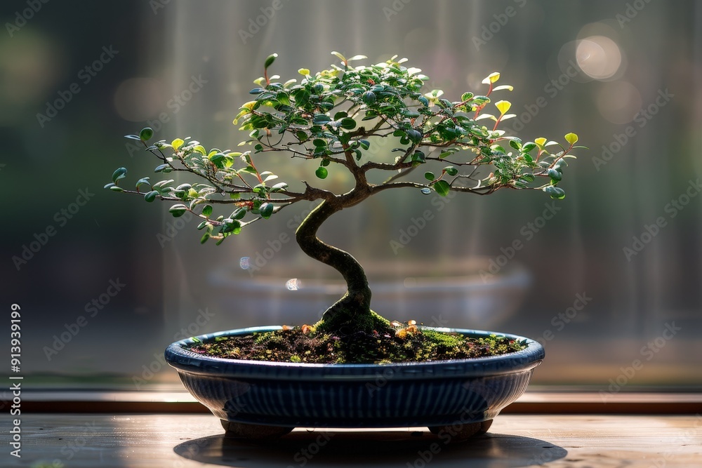 A bonsai in Broom style, with a symmetrical canopy shaped like a fan A bonsai in Broom style, with a symmetrical canopy shaped like a fan