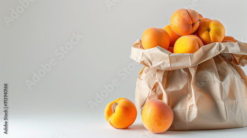 White Background with Cluster of Apricots, High-Resolution Fruit Photo, Ideal for Nutrition and Food Content photo