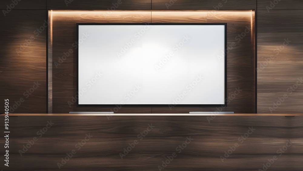 blank white board behind the reception. Mockup blank white board behind the reception. Mockup
