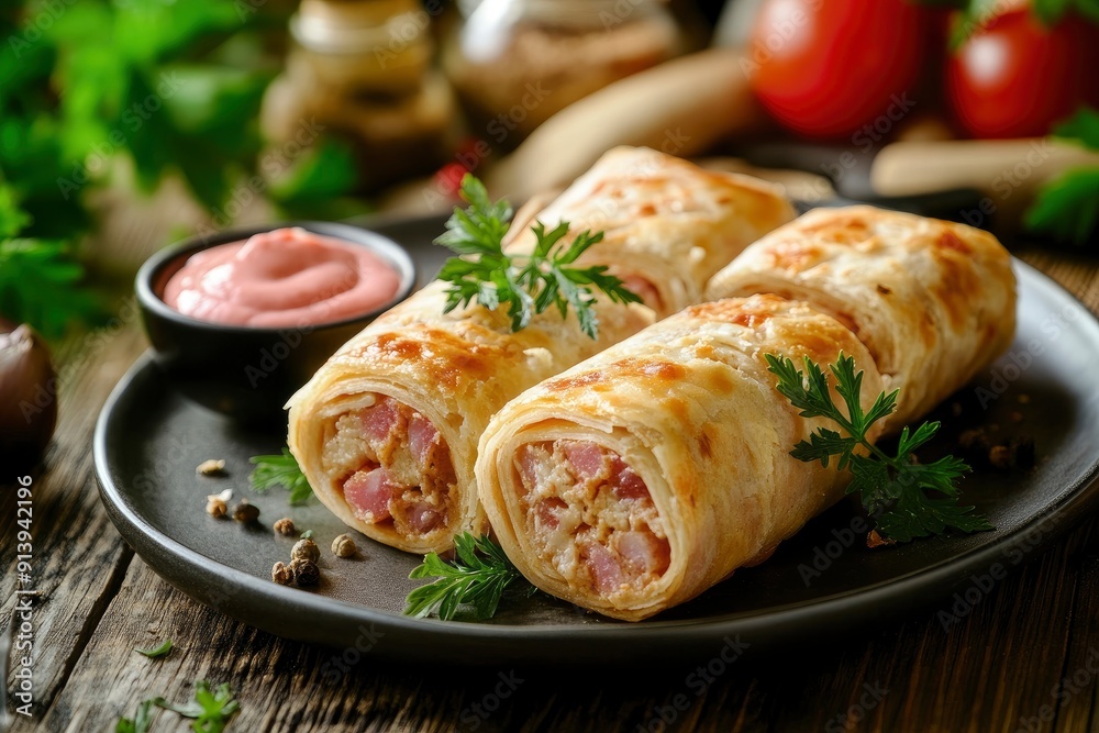 tasty traditional german roulades on plate, ai tasty traditional german roulades on plate, ai