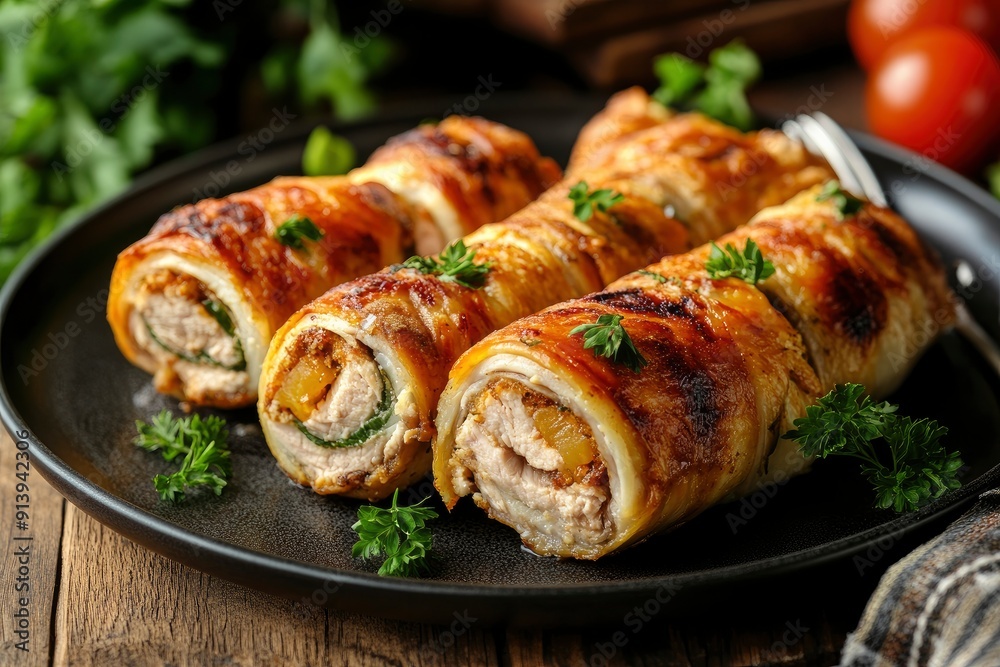 tasty traditional german roulades on plate, ai tasty traditional german roulades on plate, ai