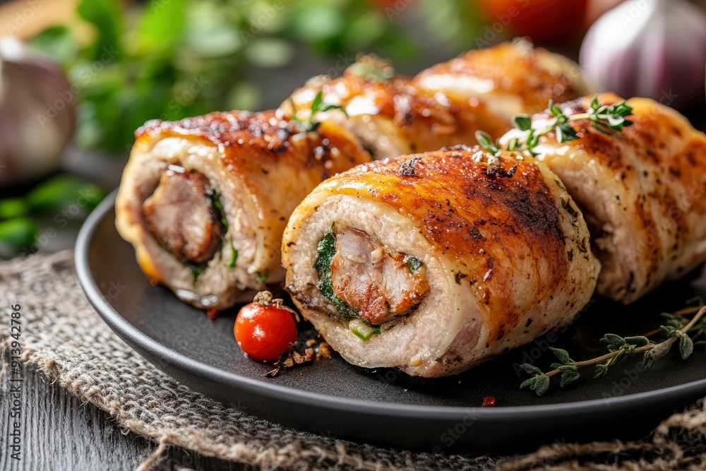 tasty traditional german roulades on plate, ai tasty traditional german roulades on plate, ai