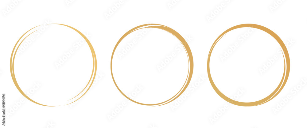 Set of gold circle ring signs isolated on white background vector. Set of gold circle ring signs isolated on white background vector.