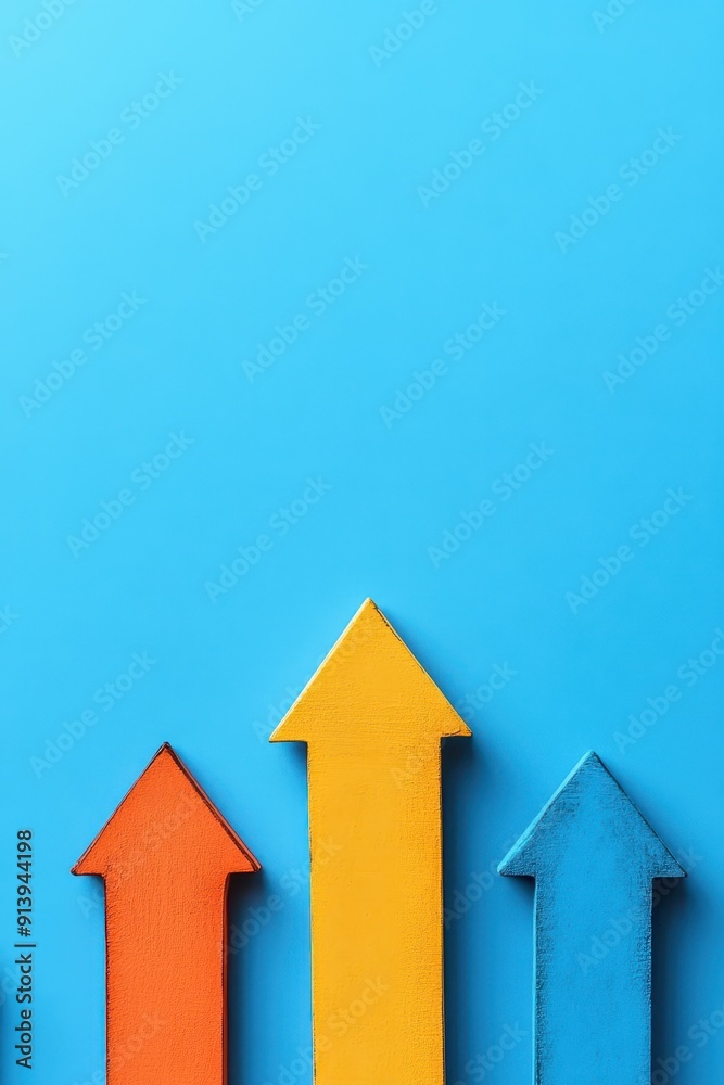 Up arrows on blue background Up arrows on blue background