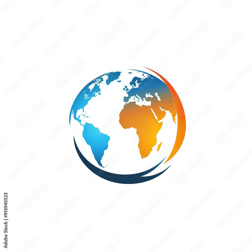 A stylized globe with blue and orange accents, generative ai image A stylized globe with blue and orange accents, generative ai image