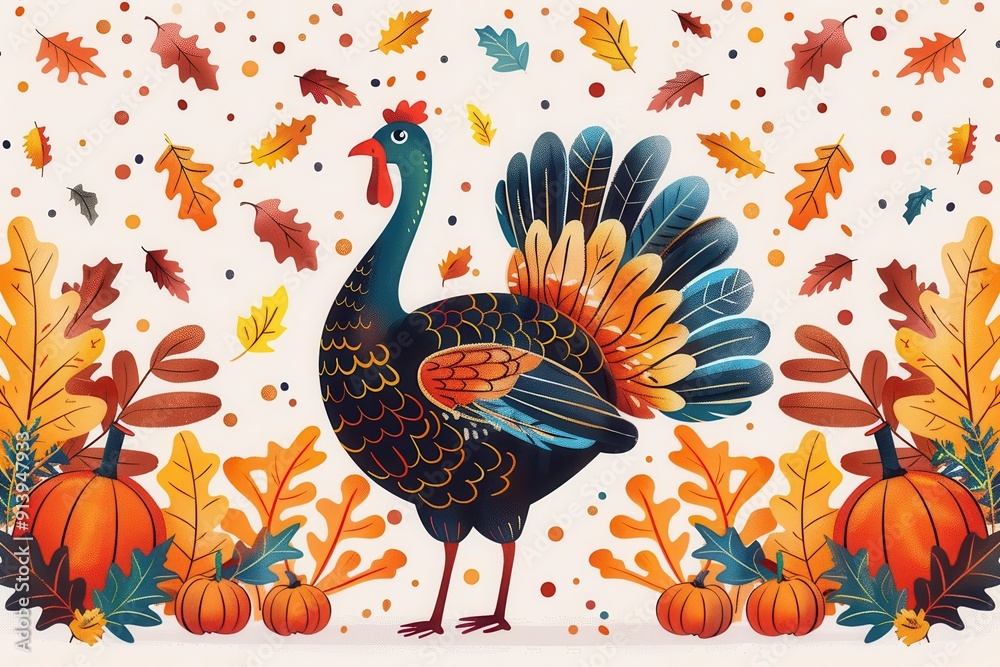 Thanksgiving card making, handmade greetings, flat design illustration Thanksgiving card making, handmade greetings, flat design illustration