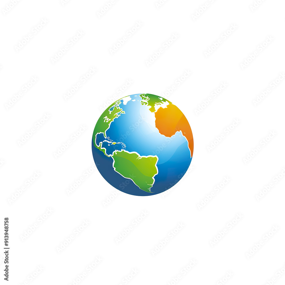 A Colorful 3D Globe Depicting the Americas, generative ai image A Colorful 3D Globe Depicting the Americas, generative ai image