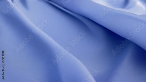 Close up view of solid periwinkle poplin fabric gently rippling and waving, showcasing its smooth texture and color, simulation