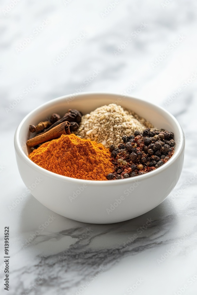 Various Spices in White Bowl Various Spices in White Bowl