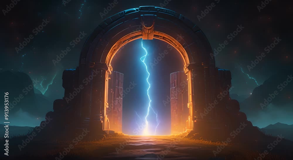 Ancient Stone Archway with Lightning Ancient Stone Archway with Lightning