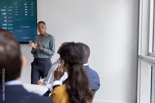 Female executive leading a training conference