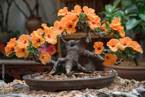 A bonsai in Broom style, with a symmetrical canopy shaped like a fan photo