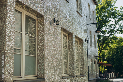 A facade made of mirrors on a house in Lodz.