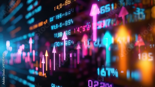 Financial growth charts with arrows, seamless background