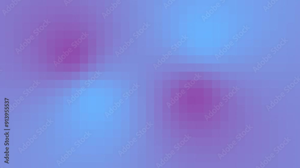 Seamless soft, abstract pixelated background featuring shades of blue and purple with blurred shapes loop, creating a dreamy and tranquil atmosphere.