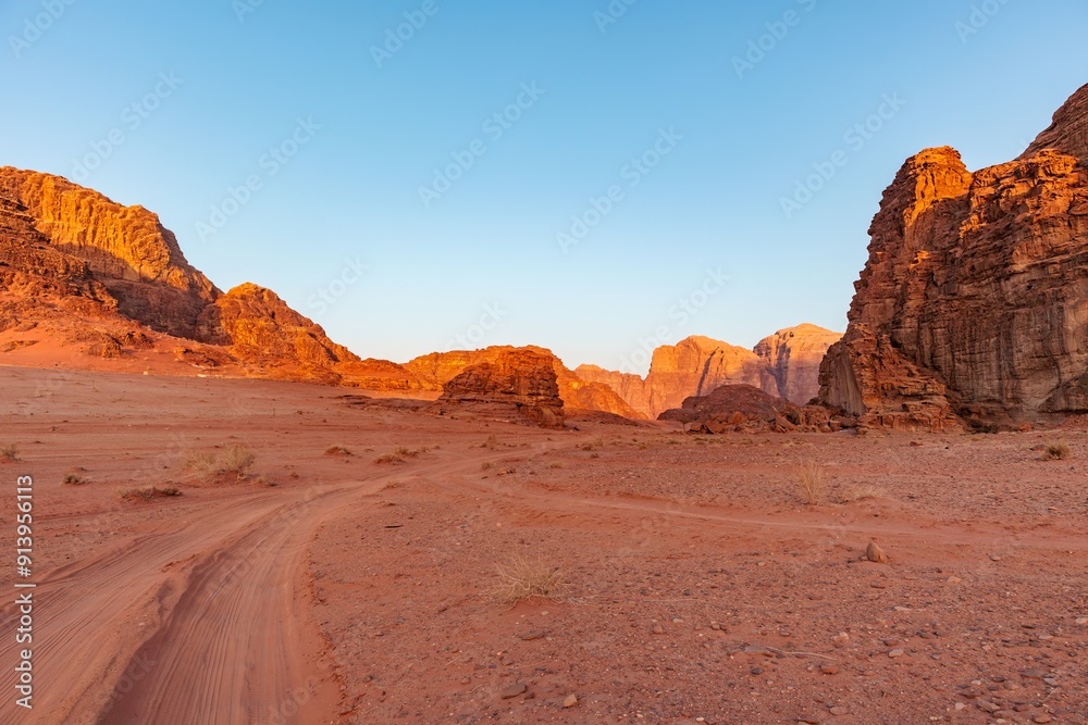 Naklejka premium Landscape of the Wadi Rum desert in Jordan