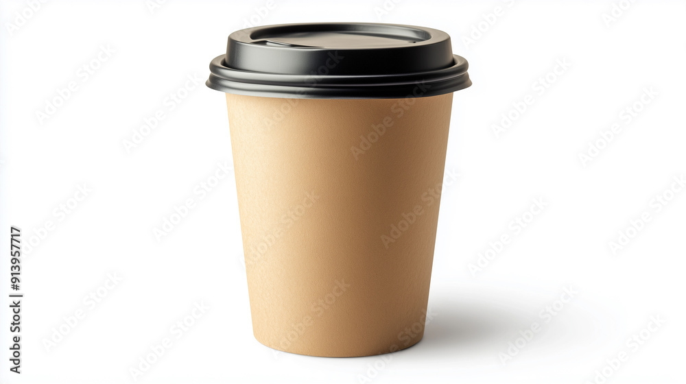 Eco paper coffee cup with black lid mockup Eco paper coffee cup with black lid mockup