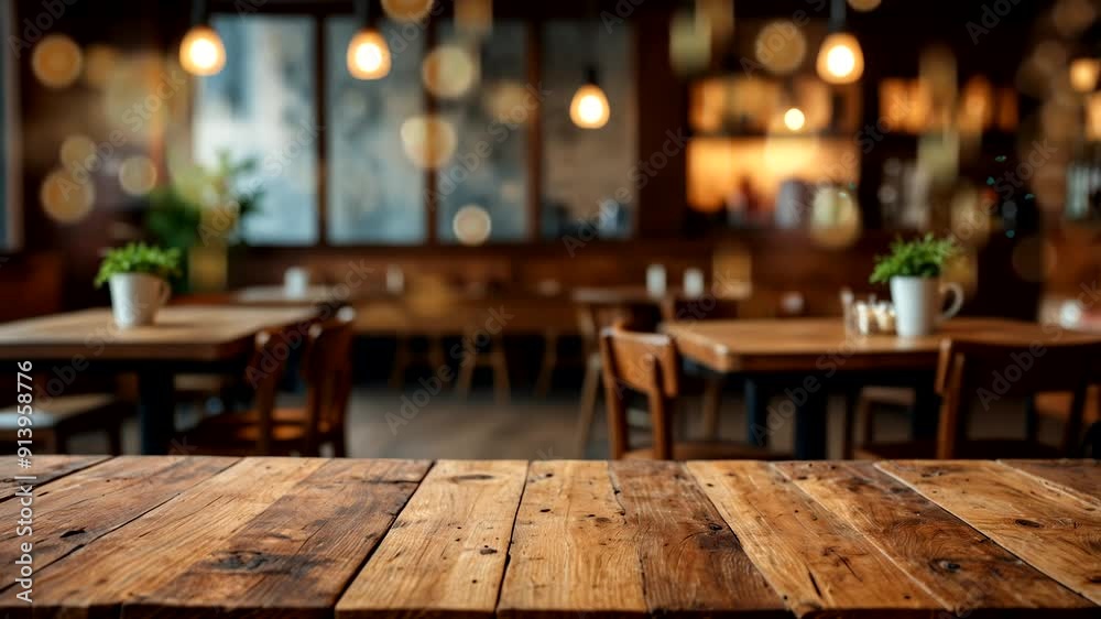 empty wooden table in cafe. blurry light background empty wooden table in cafe. blurry light background