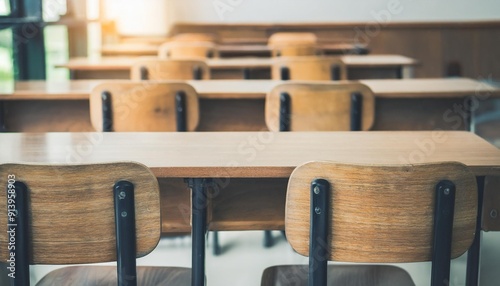 Back to School: Vintage Tone Classroom with Wooden Chairs