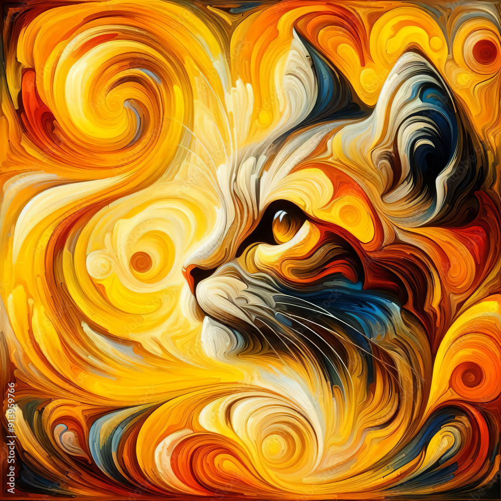 abstract cat painting abstract cat painting