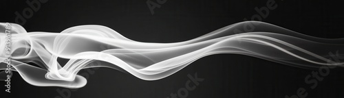 Abstract white smoke wave on black background.