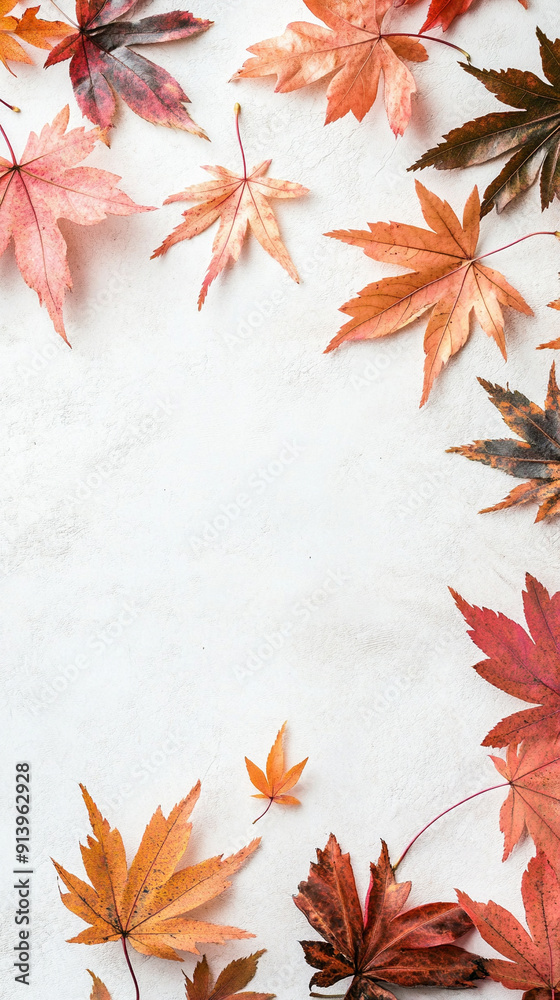 Maples leaves for an autumn inspired social media style background, room for copy space, advertising Maples leaves for an autumn inspired social media style background, room for copy space, advertising